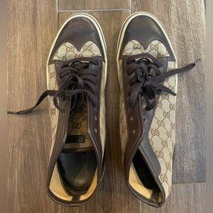 Gucci GG Wingtip Canvas High Top Monogram Sneakers